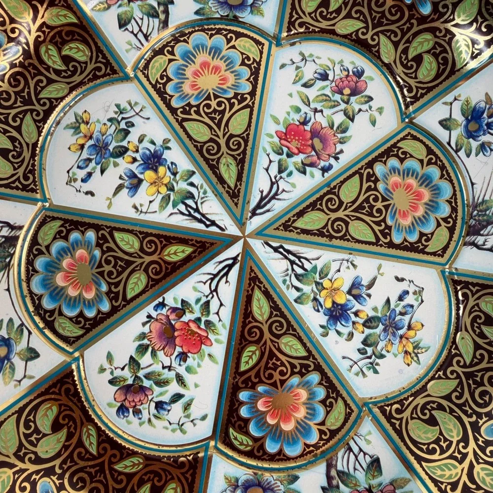 VTG 1971 Daher Decorated Ware Floral Metal Tin Bowl Trinket Tray Key Purse Bowl‎